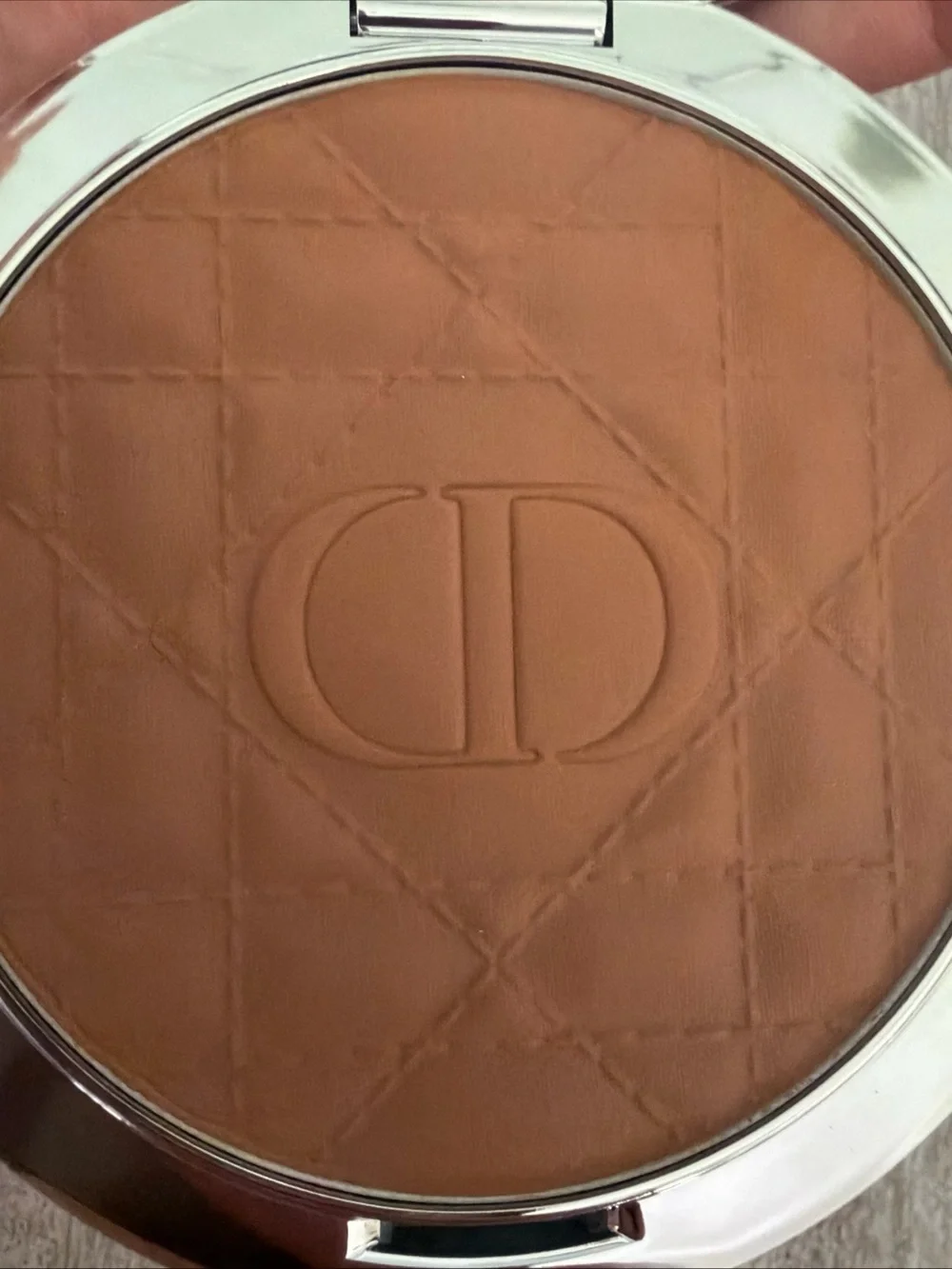Dior Brown Quilted Leather Compact Case with CD Logo-jumbo bronzer